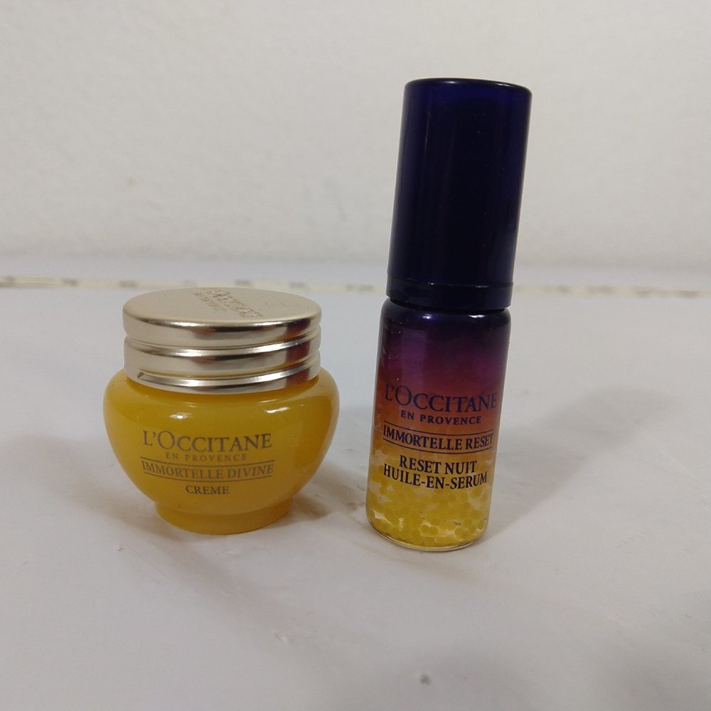L'Occitane Immortelle Devine Cream, Reset Overnight Serum Travel Size - Picture 3 of 6